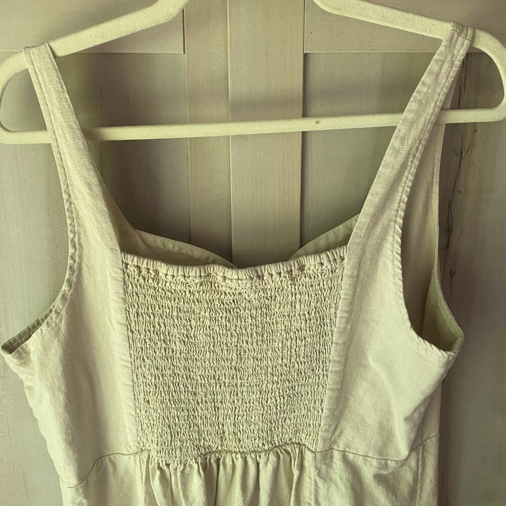 Old Navy Linen Blend Khaki fit & flare sleeveless midi dress XL coastal boho - Picture 6 of 9